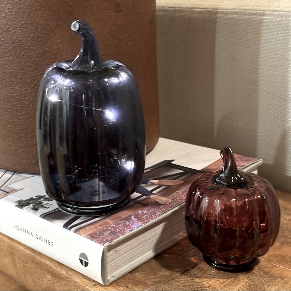 Bulleyes Navy Blue  Glass Pumpkins 🎃 Decor